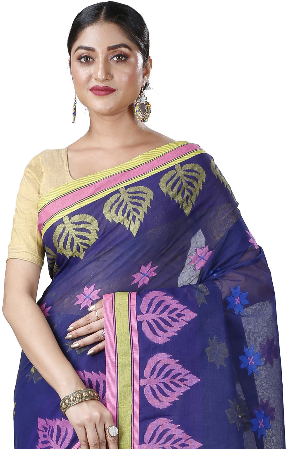 Naby Blue Pure Cotton Subhangi Tant Saree (1100)
